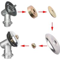 Kit reparatie angrenaj unghiular motocoasa, set flansa, saiba, piulita