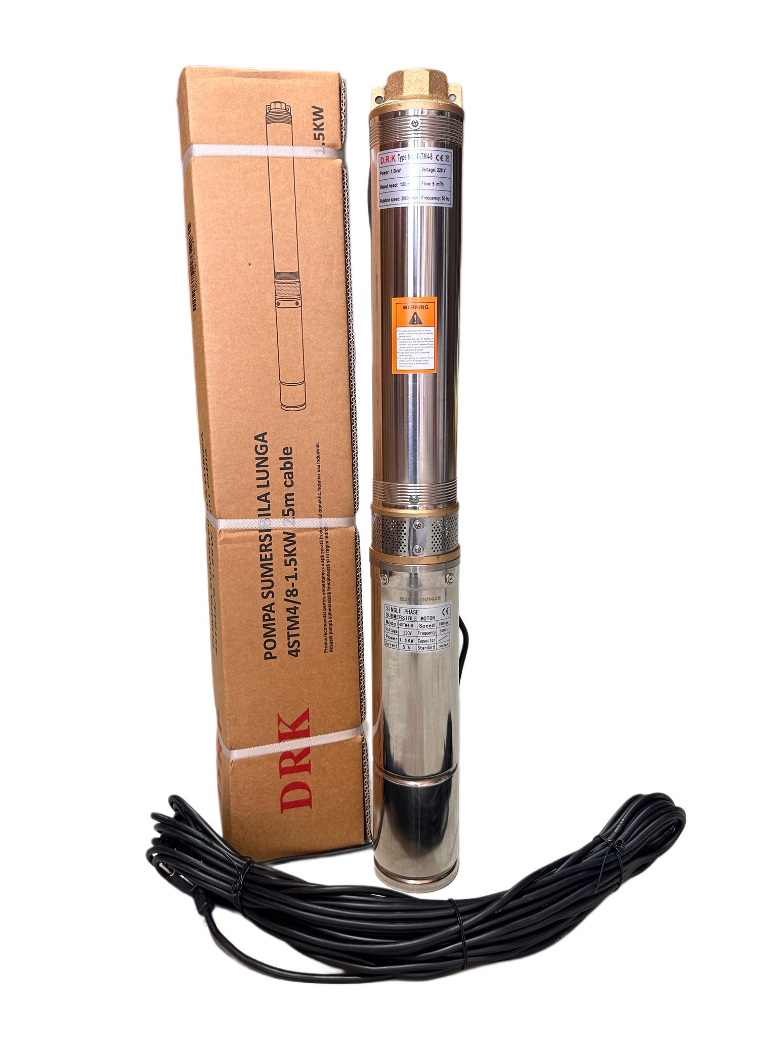 Pompa Submersibila Cupru DRK, Model 4STM4-8,1.5 kW(25 m cablu)