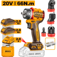 Bormasina INGCO cu cap schimbabil 20V cu 2 Acumulatori 2Ah CDLI206686E